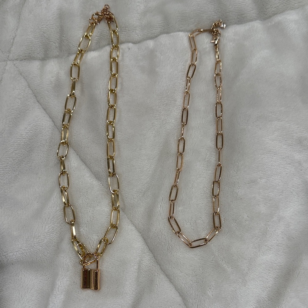 Amazon Gold Chain Necklace Set paperclip style & lock
